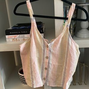 V neck cropped tank top with stripes size L
